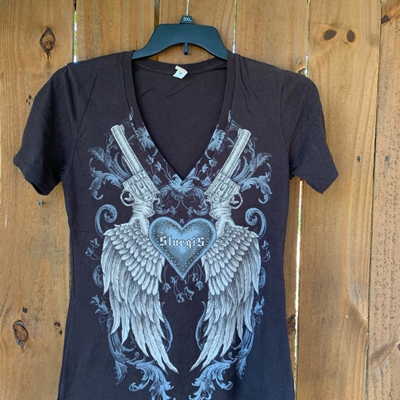 Y2K Vintage Sturgis wings & guns women's tee size XL juniors. - Picture 3 of 9